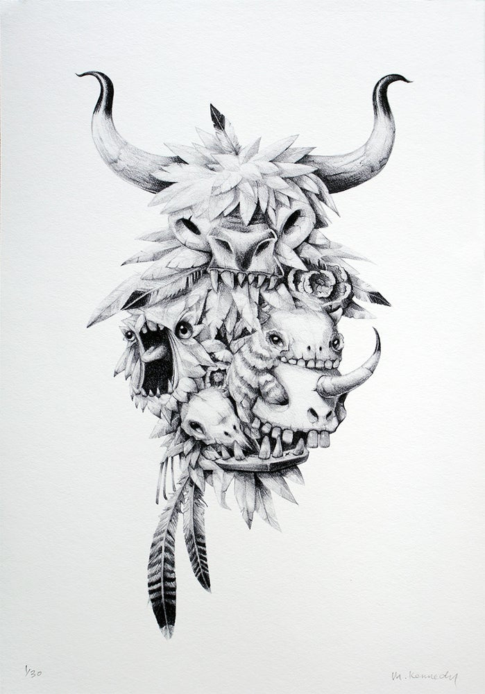 Teef, feathers & Skullz, limited edition print