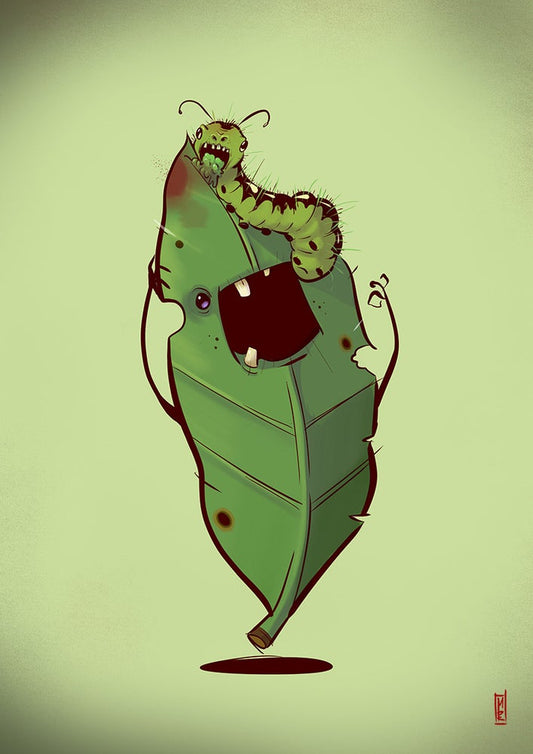 Zombie Leaf & Caterpillar Fine Art Print